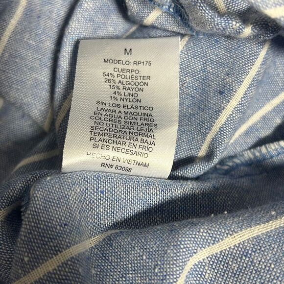 Cisono Women's Sleeveless Spaghetti Strap Waist Tie Striped Blue Jumpsuit Medium - Picture 9 of 11